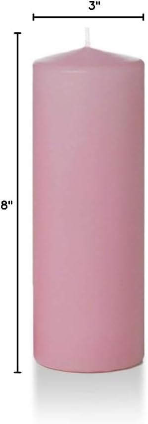 yummi 3" x 8" Light Rose Round Pillar Candles - 3 per Pack