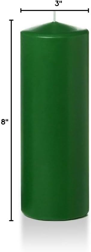 yummi 3" x 8" Hunter Green Round Pillar Candles - 3 per Pack