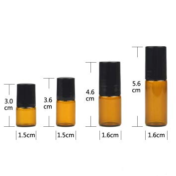 25 Pack Amber Glass Roll On Bottles for Essential Oils,Empty Glass Vial with Stainless Steel Roller Balls Perfume Aromatherapy Travel Roll On Container Lip Gloss (2ml)