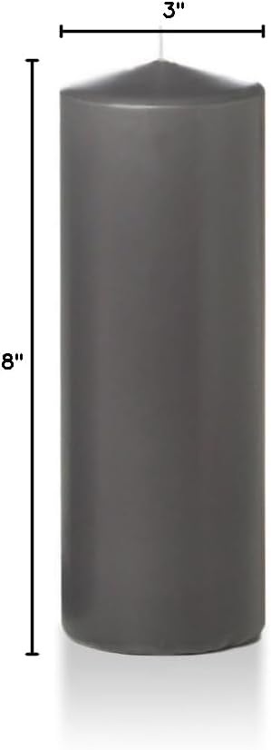 yummi 3" x 8" Gray Round Pillar Candles - 3 per Pack
