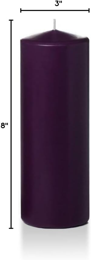 yummi 3" x 8" Dark Purple Round Pillar Candles - 3 per Pack