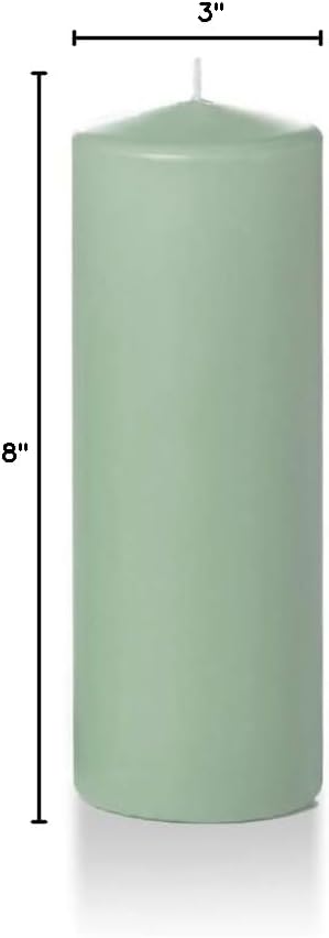 yummi 3" x 8" Sage Round Pillar Candles - 3 per Pack