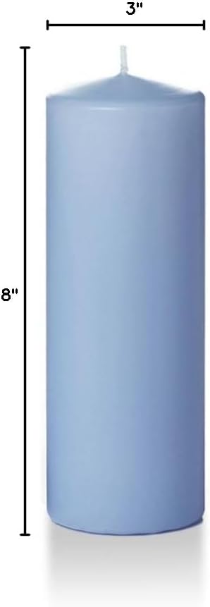 yummi 3" x 8" Periwinkle Blue Round Pillar Candles - 3 per Pack