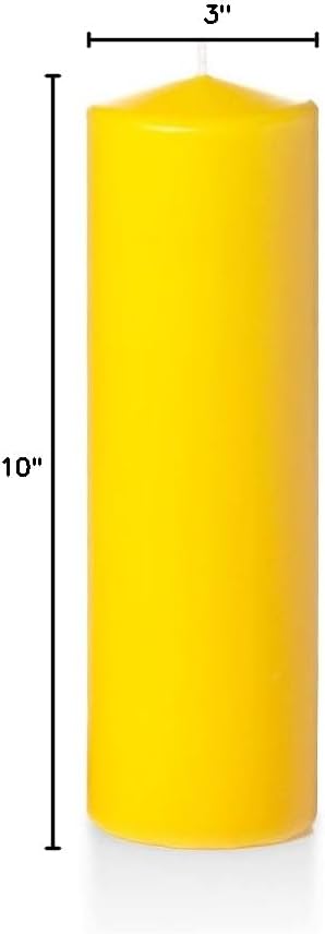 yummi 3" x 10" Bright Yellow Round Pillar Candles - 3 per Pack