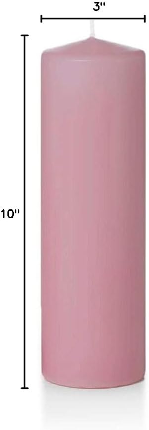 yummi 3" x 10" Light Rose Round Pillar Candles - 3 per Pack