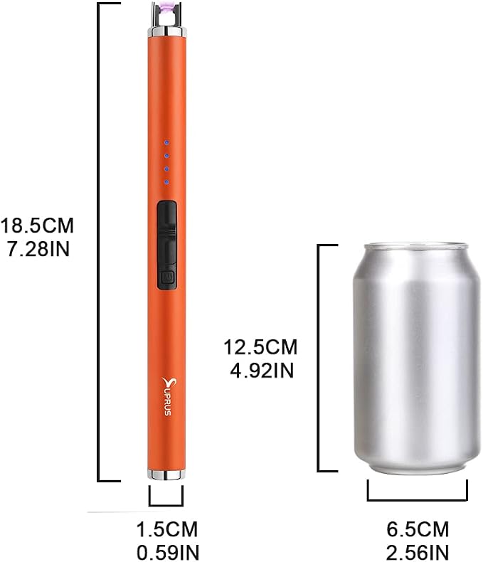 SUPRUS Fluorescent Lighter Glows in The Dark USB Lighter Rechargeable Windproof Pocket Size for Candle Cooking BBQ in Party (Orange)