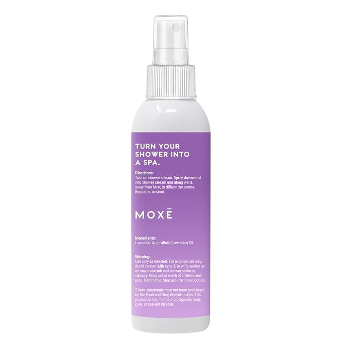 MOXE Lavender Oil Shower Mist, Spa Steam Spray, Certified Natural 100% Essential Oils, Made in USA, Aromatherapy, Tension Relief (4 FL Oz, Pack of 2)