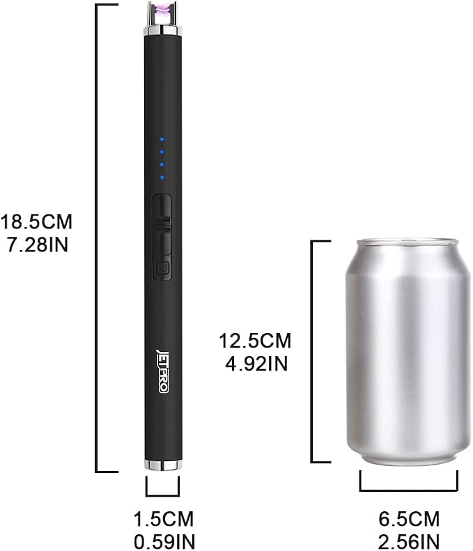 USB Rechargeable Candle Lighter Electronic Arc Lighter Windproof Flameless with Safety Button for Camping Cooking BBQ (Black)