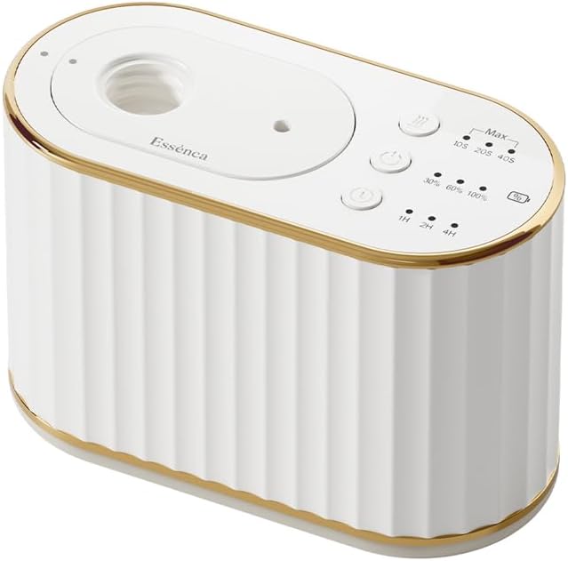 Waterless Diffuser for Home Essential Oil Diffuser, Wireless Aromatherapy Diffuser with 4 Mist Levels, 3 Time Setting, Portable Aroma Diffuser, Mini Home Fragrance for Bedroom, Office, Studio