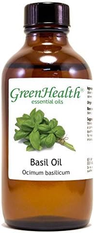 Basil Essential Oil - 4 fl oz - Amber Glass Bottle w/Cap - 100% Pure Essential Oil - GreenHealth