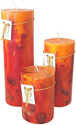 Handmade Scented Candle - Long Burning Pillar - Blood Orange Scent (Set of 3)