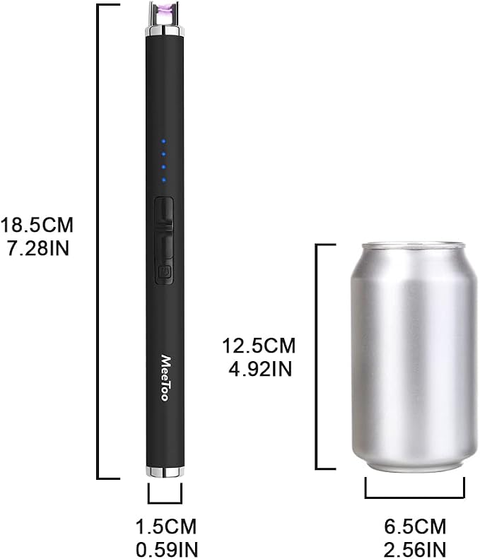 MeeToo Candle Electric Lighter Rechargeable USB Type-C Lighters for Candle Christmas Kitchen Camping Party, Gifts for Wife Women Men Nana Black