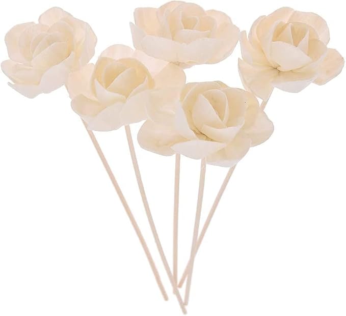 5Pcs Diffuser Sticks Wood Chinese Rose Flower Rattan Reed Essential Oil Aroma Diffuser