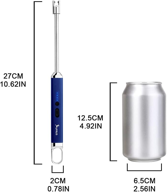 SUPRUS Lighter Rechargeable USB Lighter Arc Electric Lighetrs with Safety Switch 360° Flexible Neck Flameless Grill Long Lighters for Candle Camping Cooking (Dark Blue)