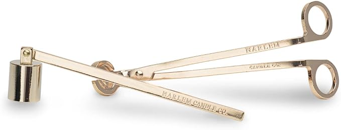 HARLEM CANDLE CO. Luxury Snuffer/Trimmer Set of 2, Candle Snuffer Extinguisher and Candle Wick Trimmer Cutter, Stainless Steel with Gold Finish, Gift Box Packaging