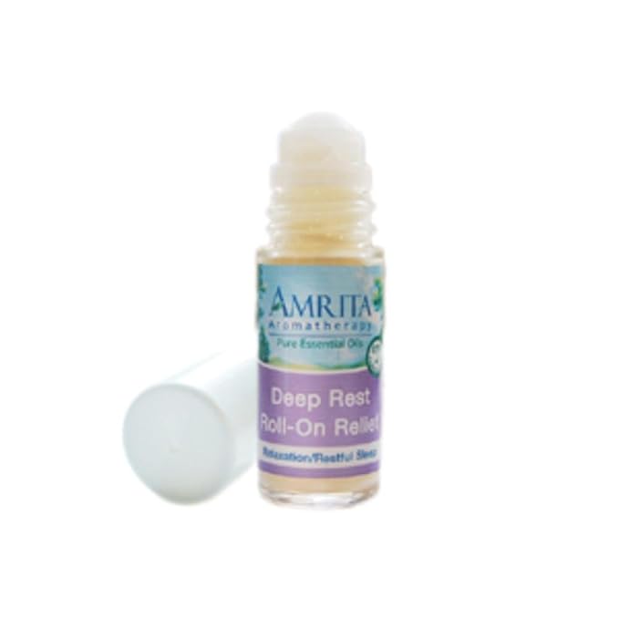 Amrita Aromatherapy USDA Certified Organic Deep Rest Essential Oil Roll On Blend - Relaxation, Sleep & Calming Blend - Non-GMO, Natural Aromatherapy Pre-Diluted Roll-On 30ML