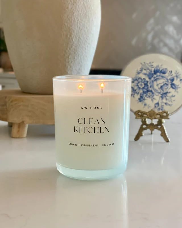 DW Home Clean Kitchen Scented Candles, 9 oz Single Wick Medium Jar, Up to 33 Hour Burn Time, Strong Long Lasting Fresh Citrus Fragrance, Perfect for Kitchens & Housewarming Gifts