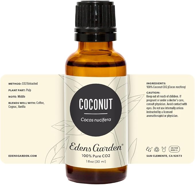 Edens Garden Coconut CO2 Essential Oil- 100% Pure Premium Grade, Undiluted, Natural, Therapeutic, Aromatherapy, The Best for Diffuser, Skin, Face, Hair 30 ml (1 fl oz)