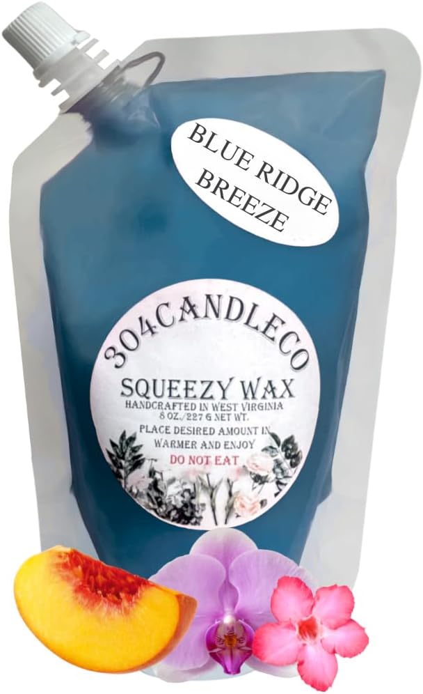 304CandleCo Large Squeeze Soy Wax Melt - 50 SCENTS! - Highly Fragrant & Hand-Crafted - Easy Mix & Match - American Made - Perfect for Wax Warmers (8oz, Blue Ridge Breeze)