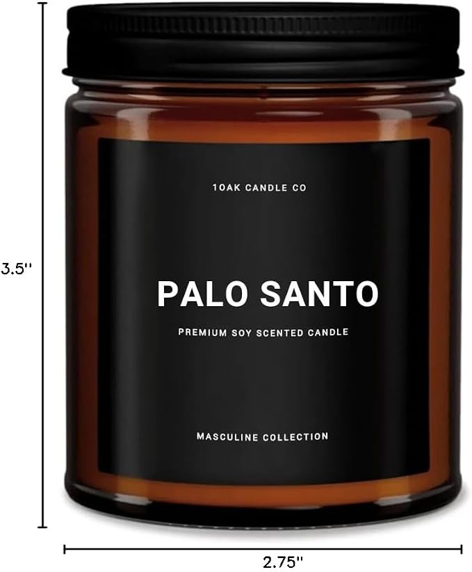 1OAK Palo Santo Candle - Mens Candles for Home - Masculine Candle - Scented Candles for Men - Long Burning Premium - Soy Wax (7oz.)