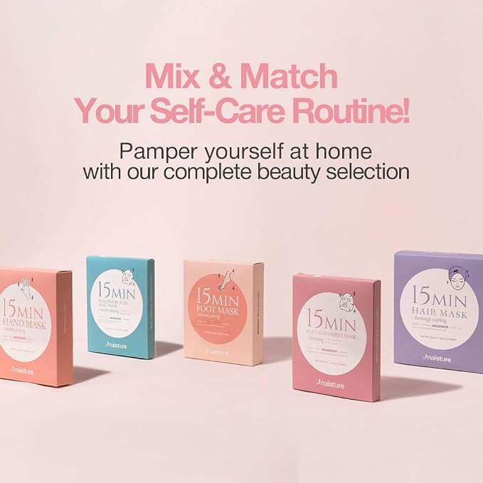 Naisture 15 Min Pamper Me Kit Korean Spa Skincare Gift Set for Women-Head to Toe with Hair, Face, Eye, Hand, & Foot Masks (7 pcs)