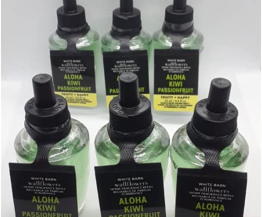 Bath and Body Works 6 Pack, Aloha Kiwi Passionfruit Wallflowers ( 0.8 fl oz / 24 ml) Fragrance Refill