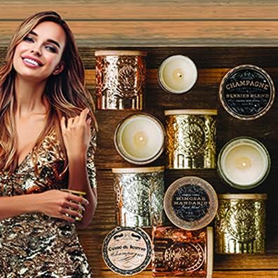 Lotion Candle - Champagne Reserve Scented Massage Candles for Self Care, 5 Oz. Soy Wax Candle with Essential Oil Blends, Coconut Oil, and Vitamin E, 35 Hour Burn Time