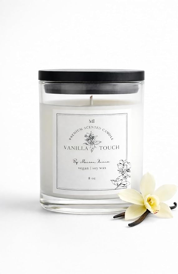 Vanilla Scented Candle | Soy Wax 8 oz Jar | Highly Scented Candles for Home | Long Lasting Aromatherapy | Decorative Gift for Women | Minimalist Room Decor