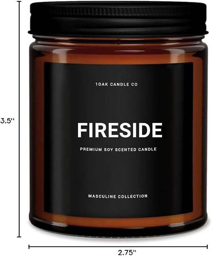 1OAK Fireside Candle - Scented Candles for Men - Campfire Candle Scent - Woodfire Candles (7oz.)