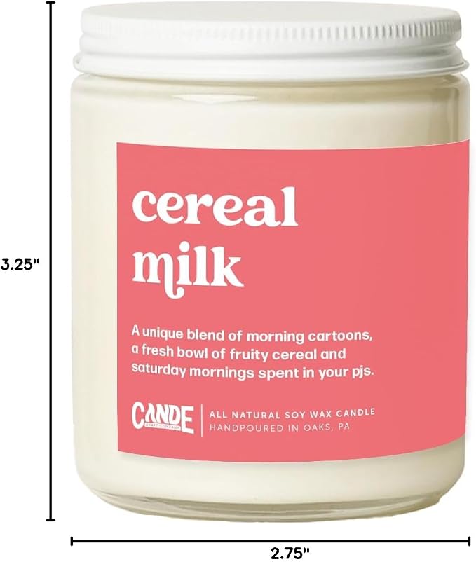 CE CRAFT Cereal Milk Scented Candle - Fruit Loops Scented Candle, Funny Gift for Her, 8 Ounce Glass Jar Candle, 50+ Hour Burn Time