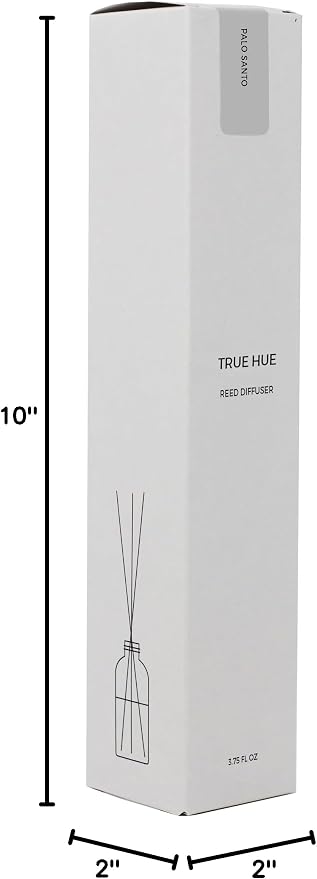 Luxury Reed Diffuser| True Hue | Luxury Reed Diffuser | 3.75 fl oz | Glass and Rattan | Lasts for 2-3 Months | Fragrance Diffusers for Home | Handmade in USA (Palo Santo)