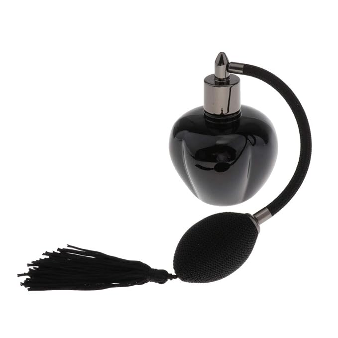 Long Bulb Perfume Bottle 100ml for Refill, black, 10.5x6.5cm