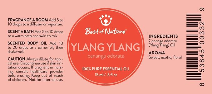 Ylang Ylang Essential Oil for Diffuser Aromatherapy – Best of Nature 100% Pure Undiluted Oils for DIY, Home Fragrance, and Topical Use
