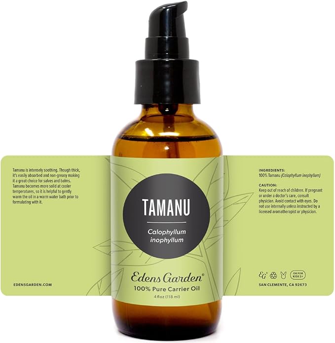 Edens Garden Tamanu Carrier Oil- 100% Pure Premium Cold Pressed & Hexane Free, Natural Moisturizer For Face, Skin, Hair & Nails, Scars & Wrinkles, Men & Women, Diluting Essential Oils 118 ml (4 fl oz)