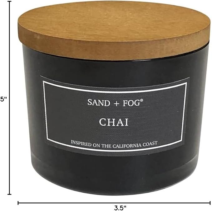 Sand + Fog Scented Candle - Chai – Additional Scents and Sizes – 100% Cotton Lead-Free Wick - Luxury Air Freshening Jar Candles - Perfect Home Decor – 12oz