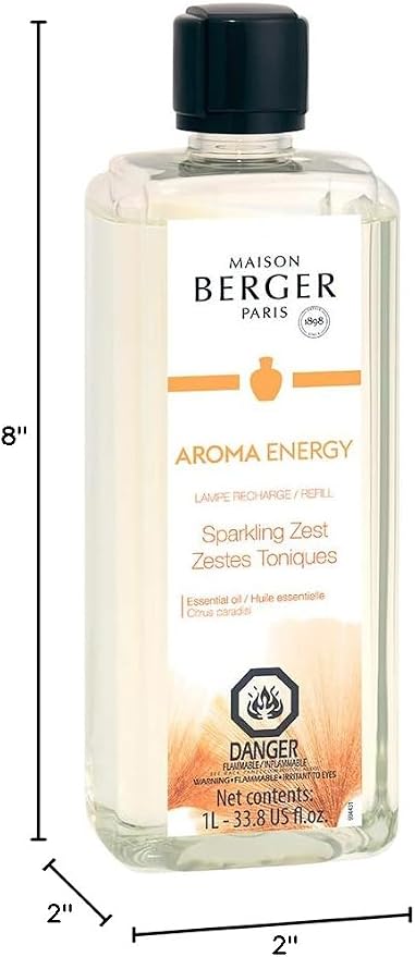 MAISON BERGER Lampe Berger Refill, 1 L, Sparkling Zest | Catalytic Lamp Fragrance Refill, Helps Neutralize Odors, ~160 h Fragrance Diffusion, Made in France