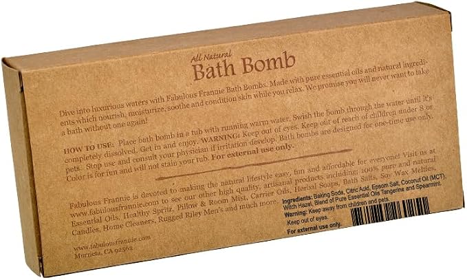 Fabulous Frannie Tangerine Spearmint Natural, Handmade Bath Bomb Set, Rich in Essential Oil, Mineral Salt, Coconut Oil, Witch Hazel, Fizzies to Moisturize Skin 2.5oz (Pack of 2)
