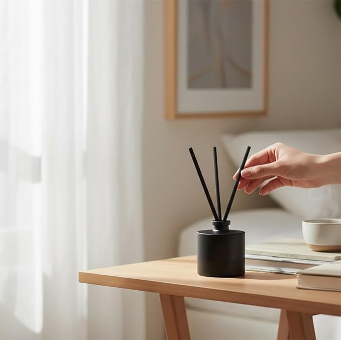 Thick Black Fiber Diffuser Reeds, 6mm Thick, 10 Inch, 25pcs, Black Diffuser Sticks for Fragrance Oils, Essential Oils (Black, 6mm)