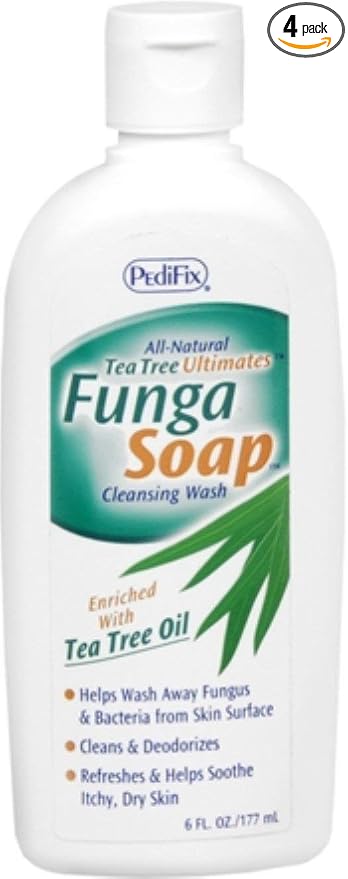 Pedifix FungaSoap Tea Tree Cleansing Wash – Antifungal Body Wash & Foot Soap – All-Natural Tea Tree Oil Cleanser for Athlete’s Foot, Ringworm, Jock Itch, Body Odor & Fungus - 6 fl. Oz (Pack of 4)