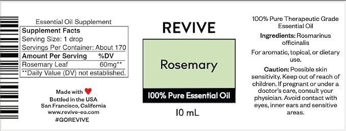 Rosemary Essential Oil by Revive Essential Oils - 100% Pure Therapeutic Grade, for Diffuser, Humidifier, Massage, Aromatherapy, Skin & Hair Care