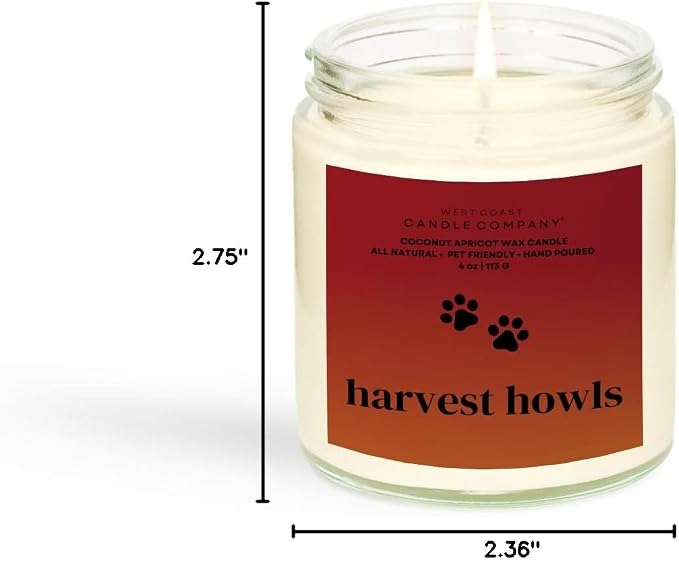 Pet Safe Candle for Dogs | Non Toxic Coconut Apricot Wax Candle | Clean Burning, Paraffin-Free | Pet Odor Eliminating Home Fragrance | Harvest Howls | 4 oz