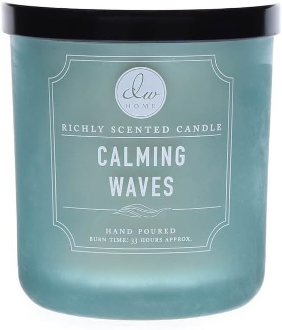 Contemporary and Richly Scented Candle "CALMING WAVES" in Medium Jar with Lid