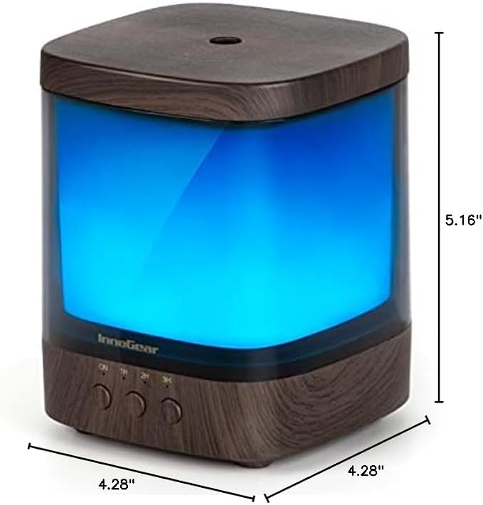 InnoGear Diffusers for Essential Oils, 300ml Oil Diffuser Aromatherapy Diffusers Aroma Ultrasonic Cool Mist Humidifier 4 Timers Color Changing Lights Auto-Off, Brown