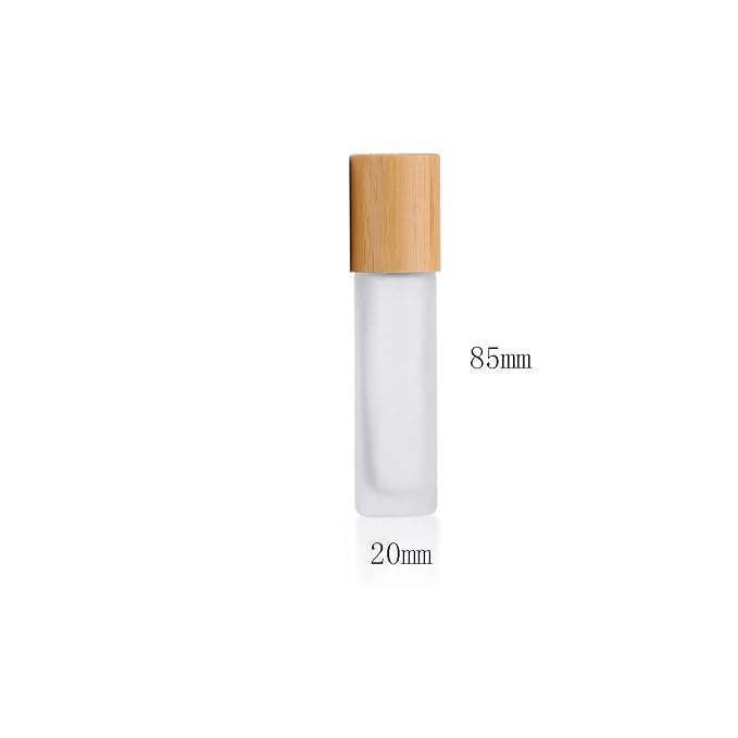 12 Pcs Frosted Glass Roller Bottles 10ml(1/3oz) Roll on Bottle With Metal Roller Ball&Bamboo Lids For Perfume Essential Oil Aromatherapy Lip Balms