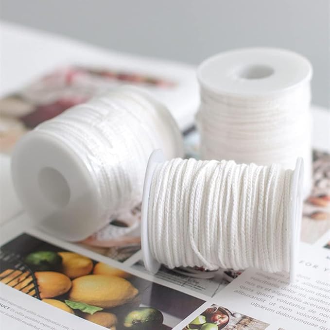 400 ft Cotton Candle Wick,24 PLY Braided Cotton Candle Making Wicks Spool + 200 Pieces Metal Sustainer Tabs + 1 Piece Centering Device Holder Set for DIY Crafts