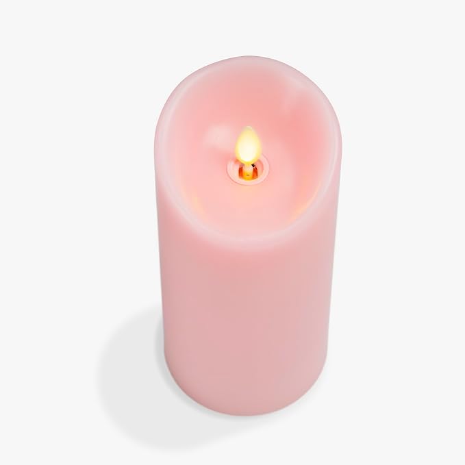 Luminara Flameless LED Battery Operated Flickering Pillar Moving Flame Candles (Saga Rose, 3" x 6.5")