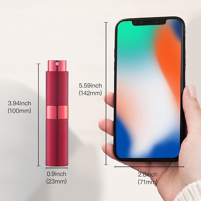 LISAPACK 8ML Atomizer Perfume Spray Bottle for Travel, Empty Refillable Cologne Dispenser, Portable Sprayer (Wine Red)