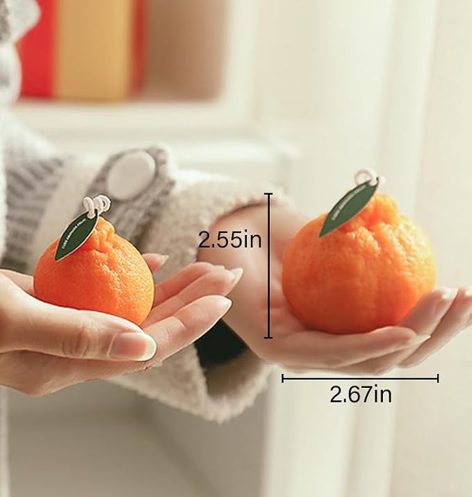 4 Pack Large Orange Shaped Fruit Candles Gift, Vegan Citrus Scented Candles, Spring Summer Mother's Day Farmhouse Table Decor, Tiered Tray Centerpiece, Housewarming Thanksgiving Party Favors