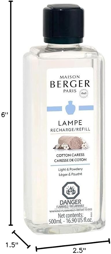 MAISON BERGER Lampe Berger Refill, 500 ml, Cotton Caress | Catalytic Lamp Fragrance Refill, Helps Neutralize Odors, ~80 h Fragrance Diffusion, Made in France