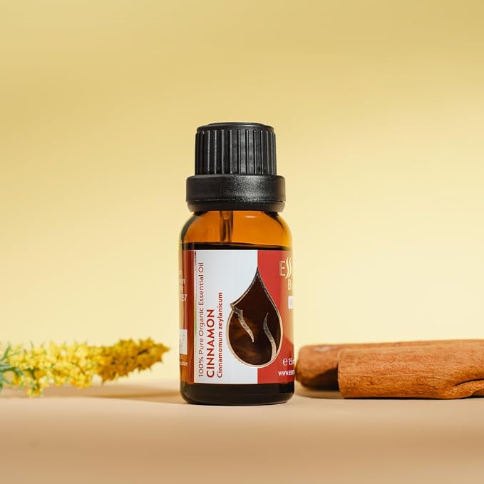 Essences Bulgaria Organic Ceylon Cinnamon Essential Oil 0.51 Fl Oz 15ml Cinnamomum Zeylanicum - 100% Pure and Natural Undiluted Therapeutic Grade Aromatherapy for Diffusers Home Humidifier